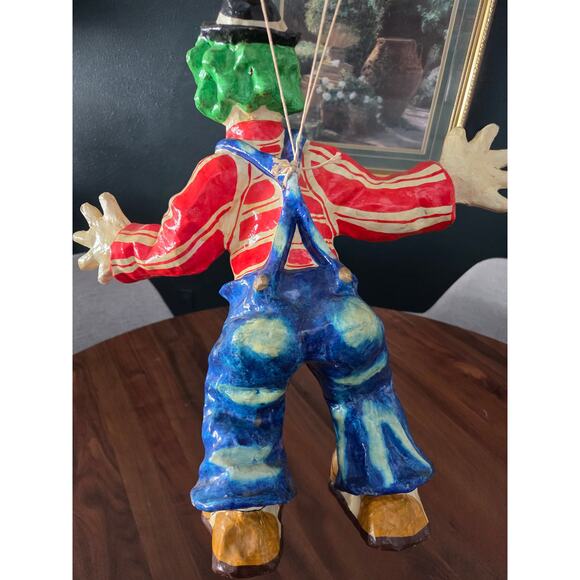 Vintage Papier Mâché Hanging Clown with Balloons 30" Bright Circus Decor - Picture 9 of 10